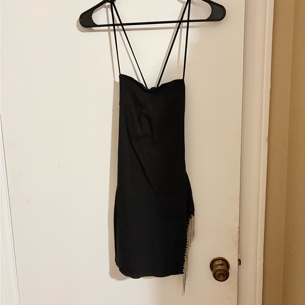 12th tribe black dress with rhinestone trim